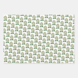 Lucky Kleeblatt Cloud Wasserfarbe Kunst Geschenkpapier Set