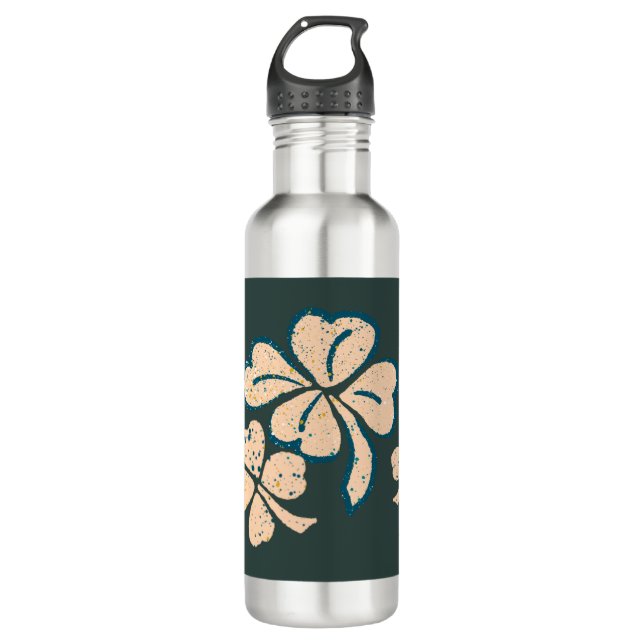Lucky Kleeblatt Clover Green St. Patrick`s Day Edelstahlflasche (Vorderseite)