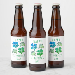Lucky Kleeblatt Clover Happy St Patrick`s Day Bierflaschenetikett