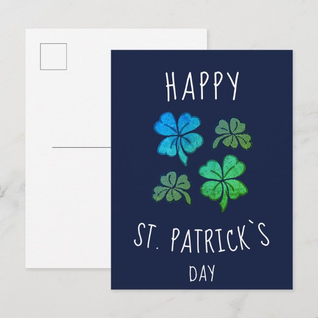 Lucky Kleeblatt Clover Happy St Patrick`s Day Postkarte (Vorne/Hinten)