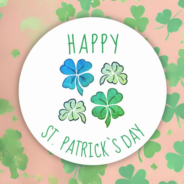 Lucky Kleeblatt Clover Happy St Patrick`s Day Runder Aufkleber (Von Creator hochgeladen)