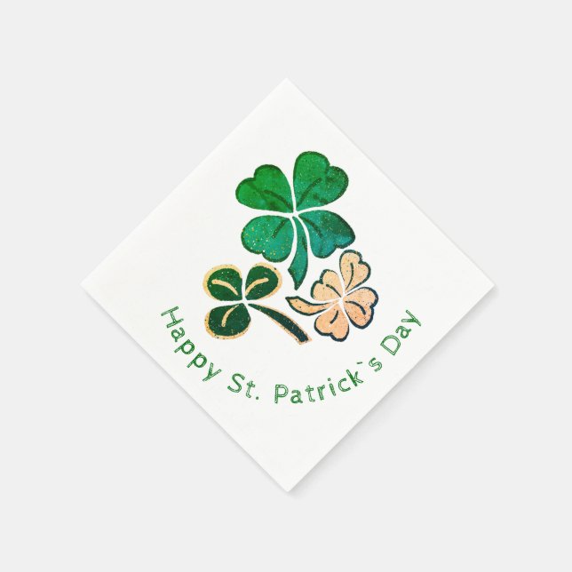 Lucky Kleeblatt Clover Happy St Patrick`s Day Serviette (Ecke)