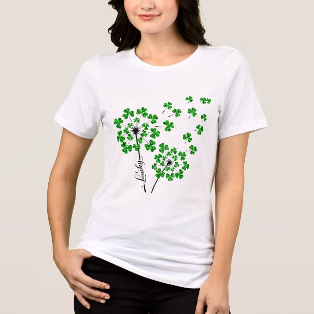 Lucky Kleeblatt Dandelion St Patricks Day Irish Tri-Blend Shirt (Vorderseite)