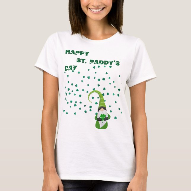 Lucky Kleeblatt Gnome St. Paddy's Day T-Shirt (Vorderseite)
