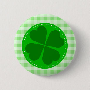 Lucky Kleeblatt Green Checked Button