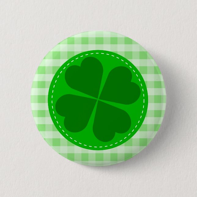 Lucky Kleeblatt Green Checked Button (Vorderseite)