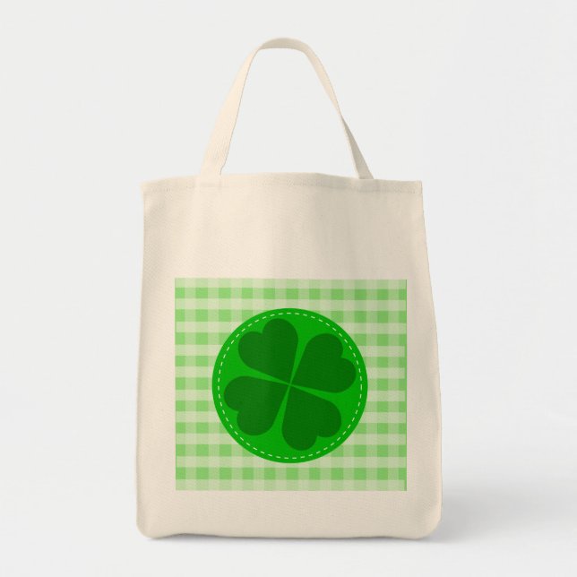 Lucky Kleeblatt Green Checked Tragetasche (Vorne)