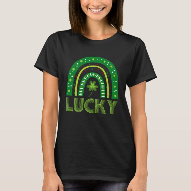 Lucky Kleeblatt Green Rainbow Irish St Patricks Da T-Shirt (Vorderseite)