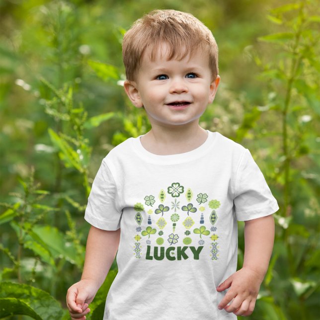 Lucky Kleeblatt Klee Bloral Minimalistisch Baby T-shirt (Lucky Shamrock, Clover Minimalist Baby T-Shirt)