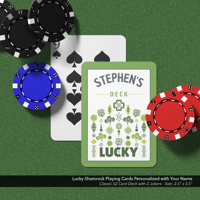 Lucky Kleeblatt Name Personalisiert Spielkarten (Lucky Shamrock Playing Cards Personalized with Your Name)