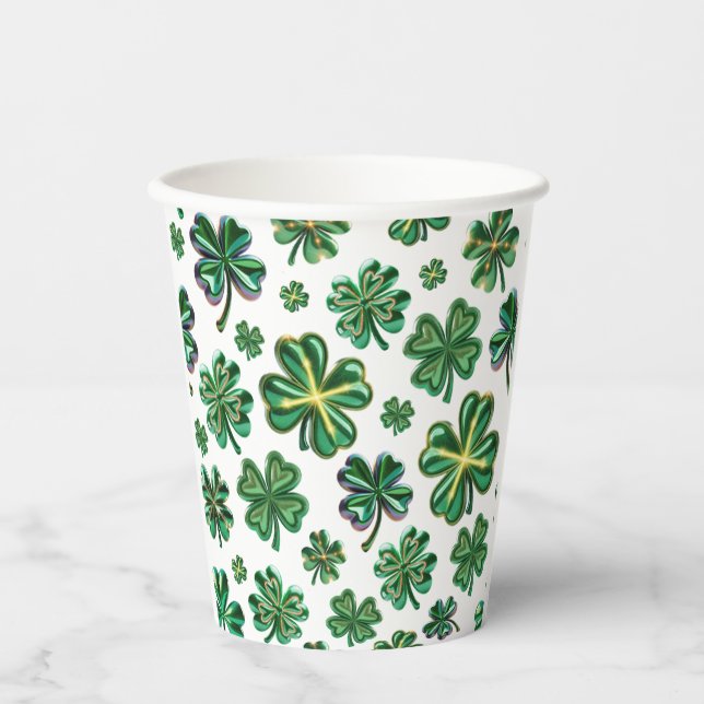 Lucky Kleeblatt p Clover St Patricks Day Pappbecher (Vorderseite)