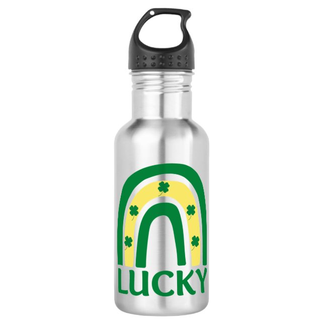 Lucky Kleeblatt Rainbow St Patricks Edelstahlflasche (Vorderseite)