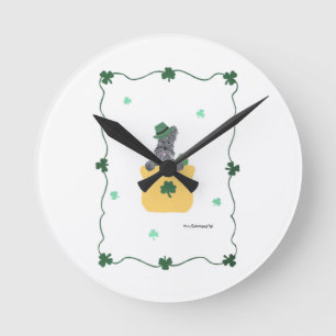 Lucky Kleeblatt Scottie Runde Wanduhr
