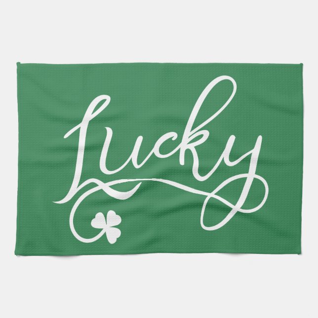 Lucky Kleeblatt St Patricks Day Irish Geschirrtuch (Horizontal)