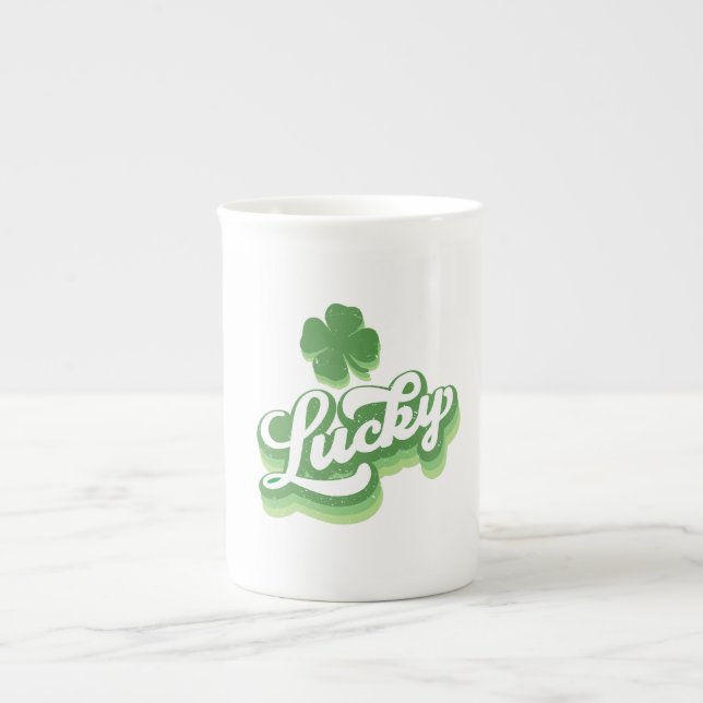 Lucky Kleeblatt St Patrick's Day Irish Prozellantasse (Vorderseite)
