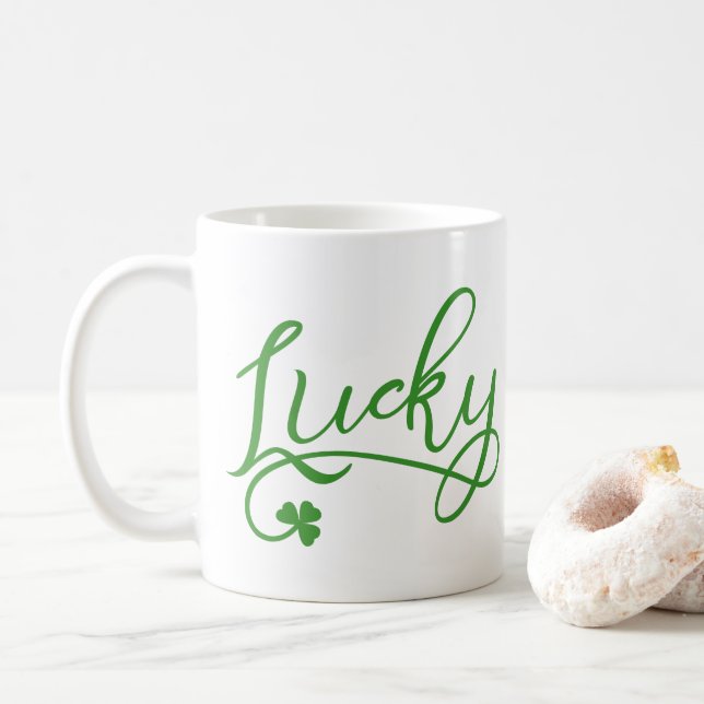 Lucky Kleeblatt St Patricks Day Kaffeetasse (Mit Donut)