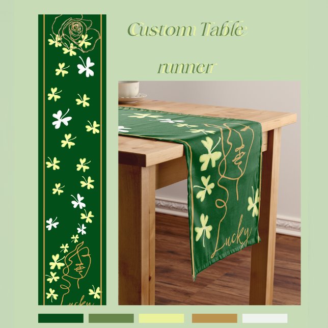 Lucky Kleeblatt St. Patrick's Day Kurzer Tischläufer (Lucky Shamrock St. Patrick's Day Short Table Runner)
