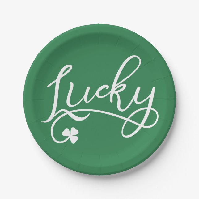 Lucky Kleeblatt St Patricks Day Pappteller (Vorderseite)