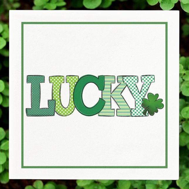 Lucky Kleeblatt St Patrick's Day Party Serviette (Von Creator hochgeladen)