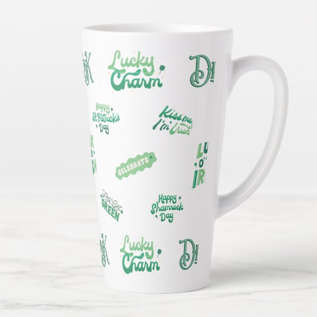 Lucky Kleeblatt St. Patrick's Day Pattern Milchtasse (Rechts)
