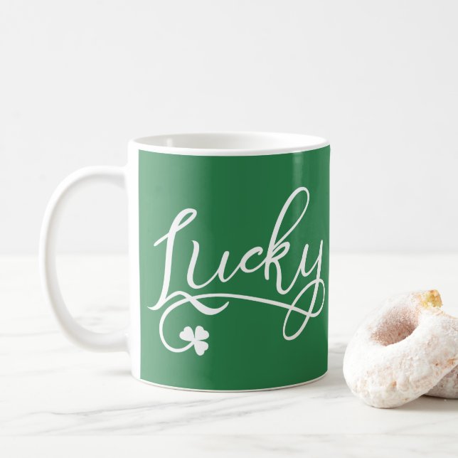 Lucky Kleeblatt St Patricks Day Tasse (Mit Donut)