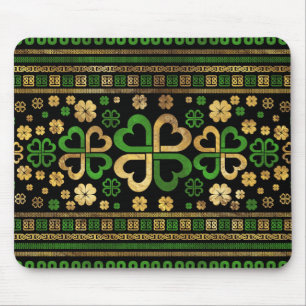 Lucky Kleeblatt Vier-Blatt Klee Grün und Gold Mousepad