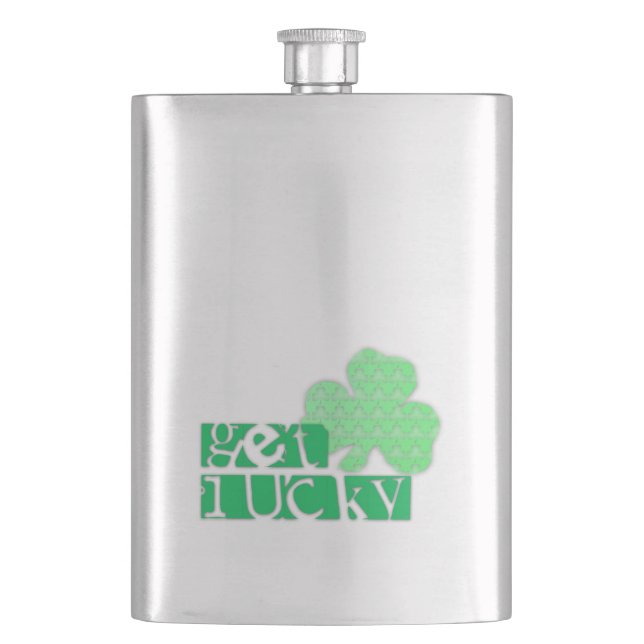 Lucky L Clover Kleeblatts St Patty Flask Flachmann (Vorderseite)