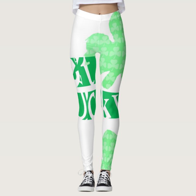 Lucky L Clover Kleeblatts St Patty W Leggings (Vorderseite)