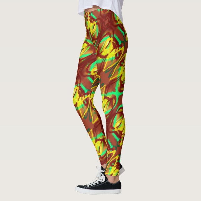 Lucky Lady Art Design brauner Zitronenapfel grün Leggings (Links)
