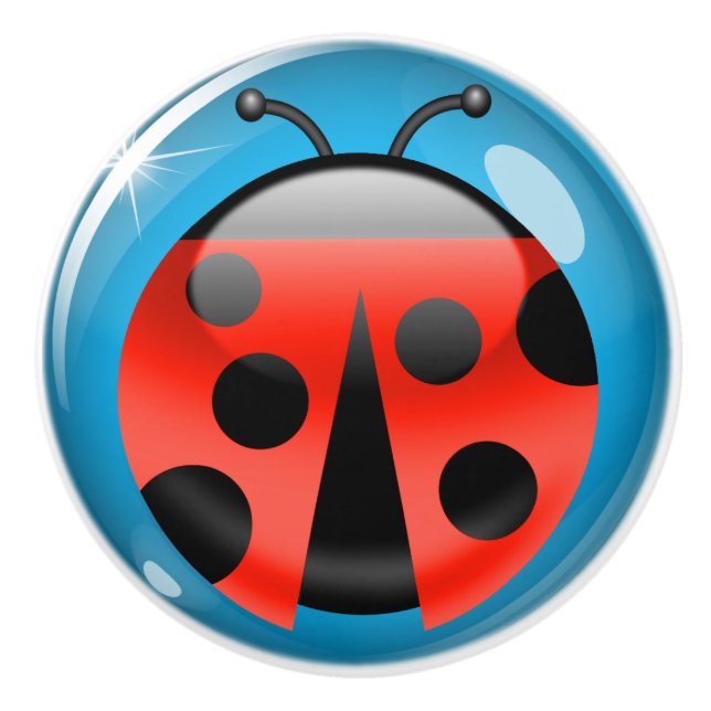 Lucky LadyBug Drawer / Cabinet Knobs - SRF Keramikknauf (Vorderseite)