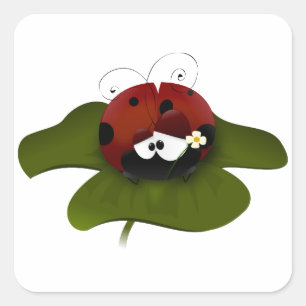 Lucky Ladybug Quadratischer Aufkleber
