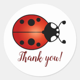 Lucky Ladybug Red Orange Black Ladybird Vielen Dan Runder Aufkleber