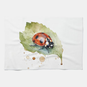 Lucky Ladybug über Leaf Geschirrtuch