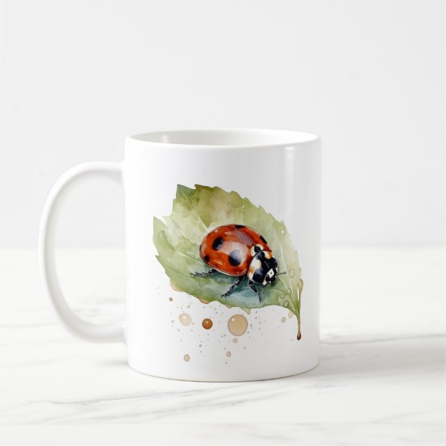 Lucky Ladybug über Leaf Kaffeetasse (Links)