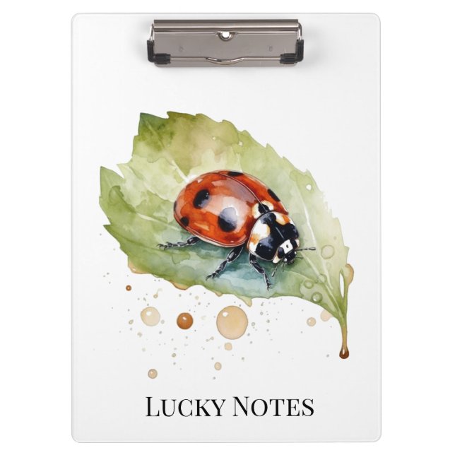 Lucky Ladybug über Leaf Klemmbrett (Vorderseite)