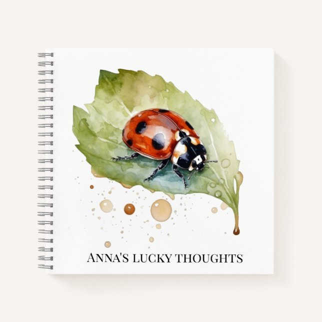 Lucky Ladybug über Leaf Notizbuch (Vorderseite)