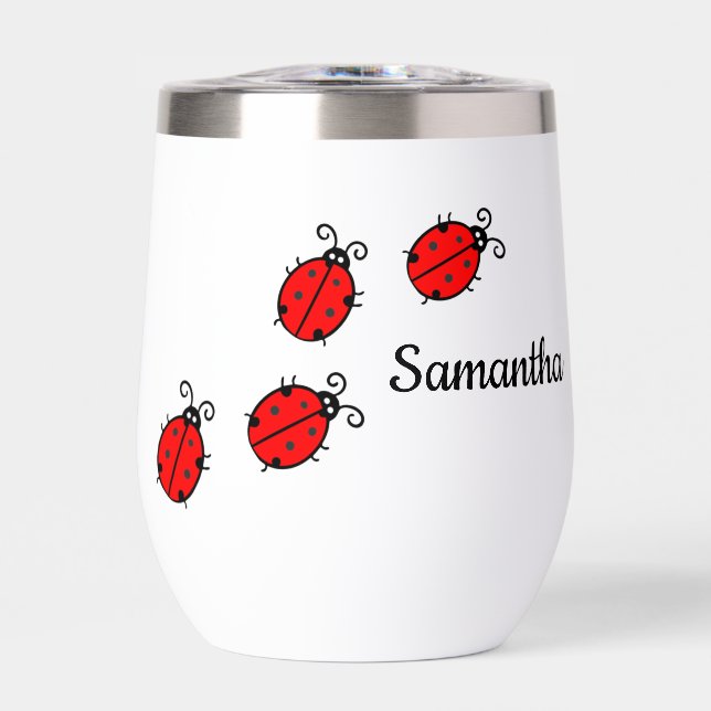 Lucky Ladybugs Design Thermal Wine Tumbler (Vorderseite)