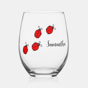 Lucky Ladybugs Design Weinglas Ohne Stiel