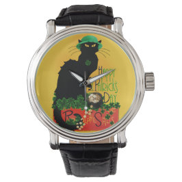 Lucky Le Chat Noir St. Patrick's Day Armbanduhr