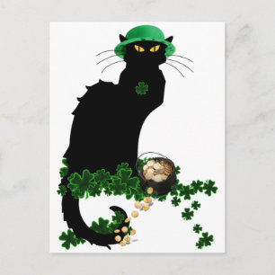Lucky Le Chat Noir St. Patrick's Day Postkarte