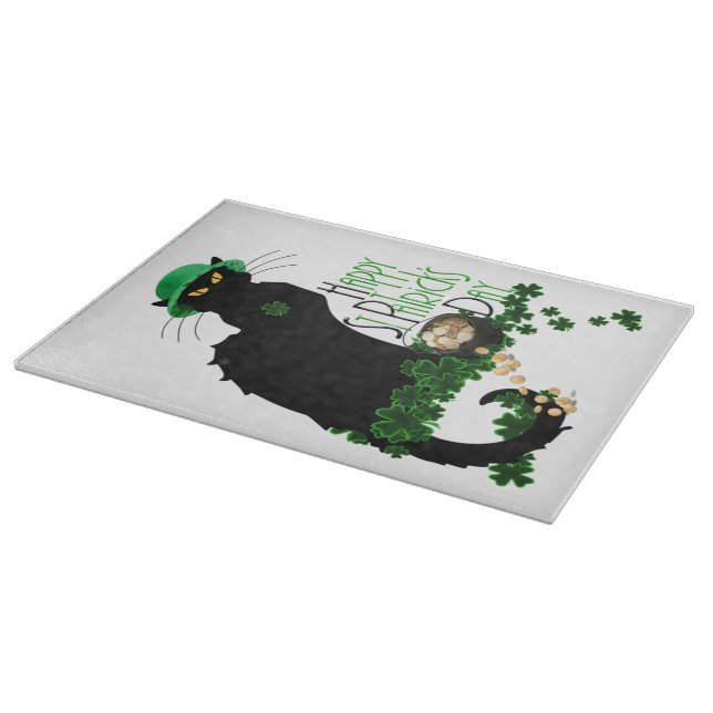 Lucky Le Chat Noir St. Patrick's Day Schneidebrett (Ecke)