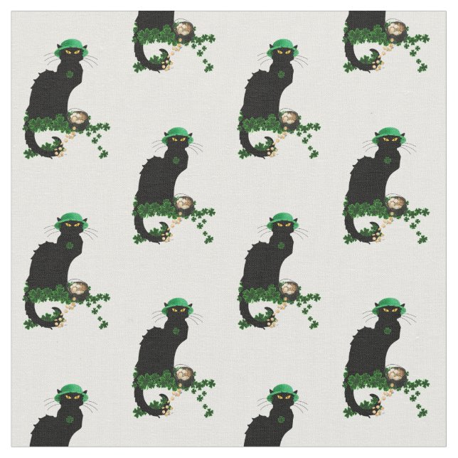Lucky Le Chat Noir St. Patrick's Day Stoff (Nahaufnahme)