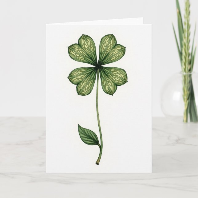 Lucky Leaf Greenery Art Karte (Vorderseite)