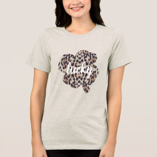 Lucky Leopard Print Kleeblatt St. Patrick's Day Tri-Blend Shirt