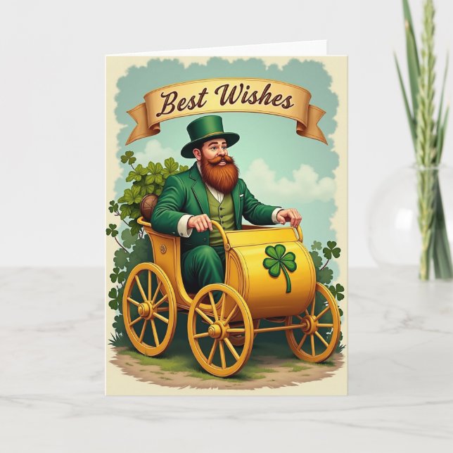 Lucky Leprechaun Best Wishes Card Karte (Vorderseite)
