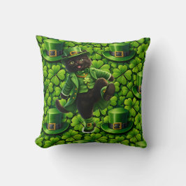 Lucky leprechaun black cat Saint Patrick's Day lum Kissen