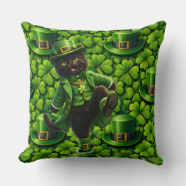 Lucky leprechaun black cat Saint Patrick's Day Pat Kissen