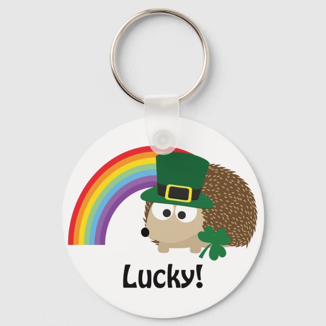 Lucky Leprechaun Igel Schlüsselanhänger (Vorderseite)