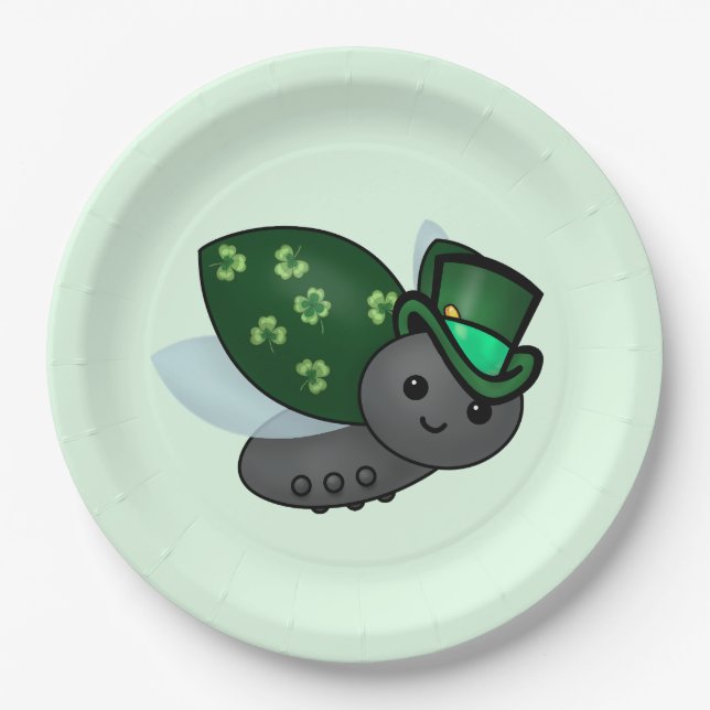 Lucky Leprechaun Ladybug Pappteller (Vorderseite)