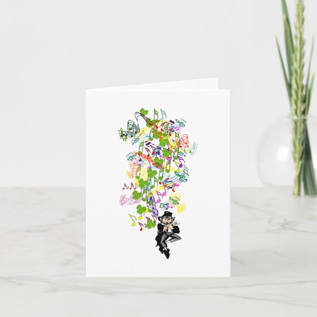 Lucky Leprechaun mit Kleeblättern Karte (Vorderseite)